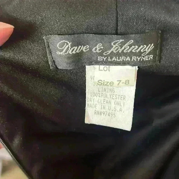 Dave and Jonny Black Long evening dress w/Pearls and Rhinestone detail. - Picture 14 of 16